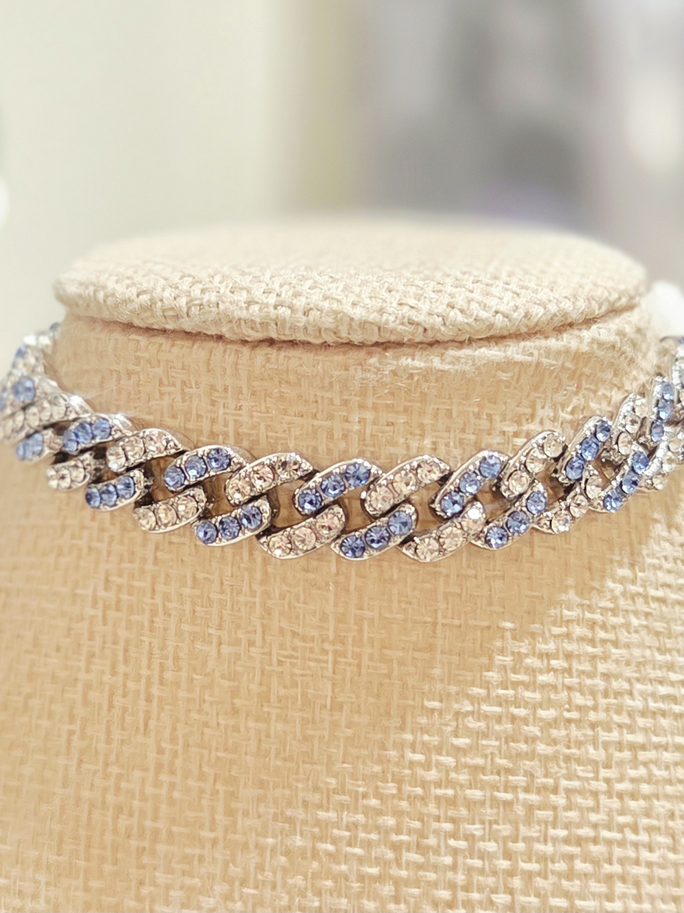 Hip Hop Link Braceket in Light Blue and Silver
